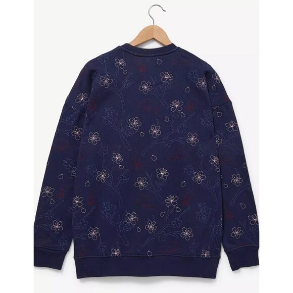 Boxlunch Disney Mulan Cherry Blossom Embroidered Sweatshirt Topographic Large - Picture 3 of 6